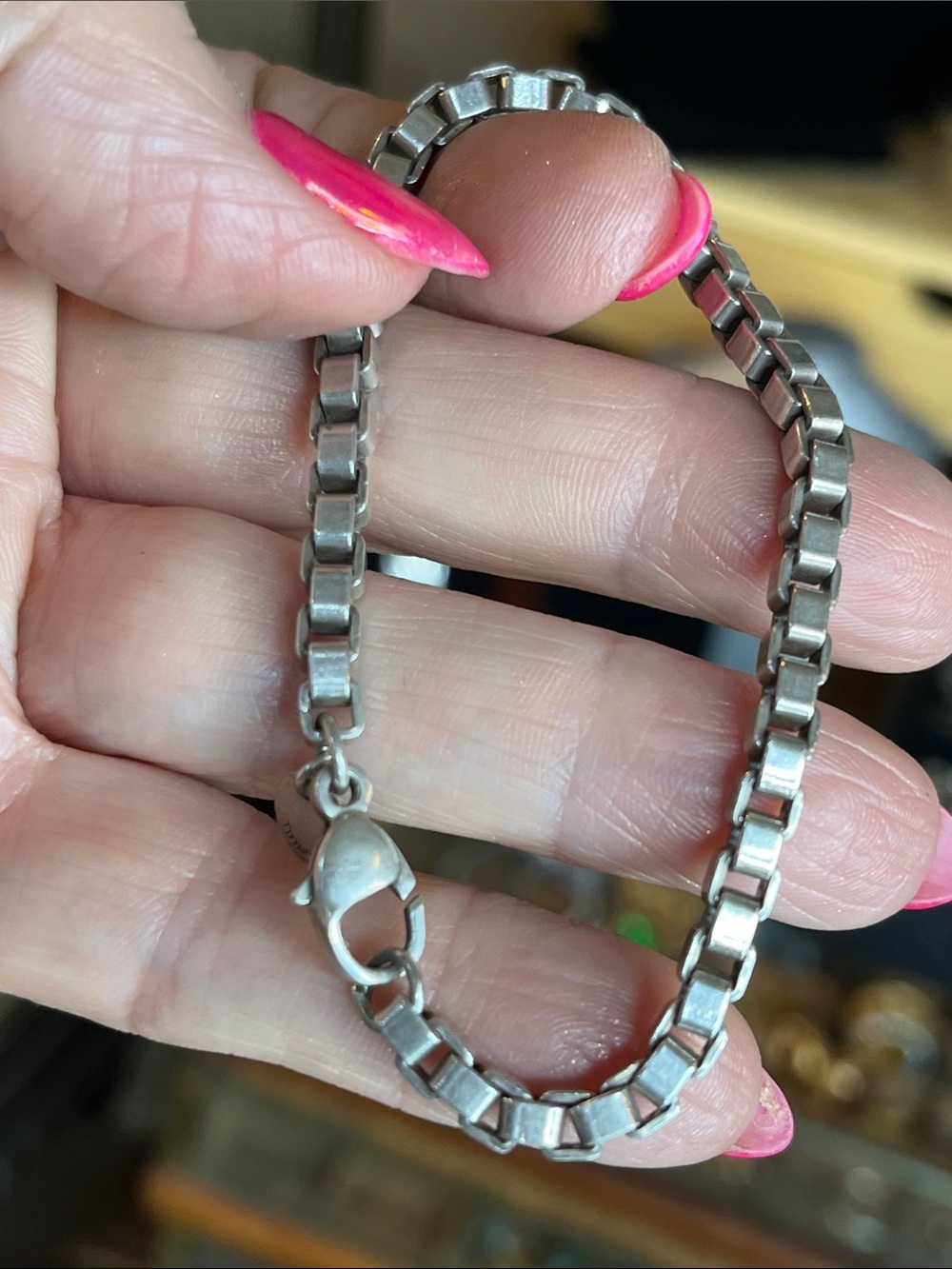 Sterling Silver Box-Link Bracelet - Silver